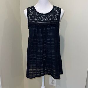Max Studio Elegant Black Lace Tank Top Blouse